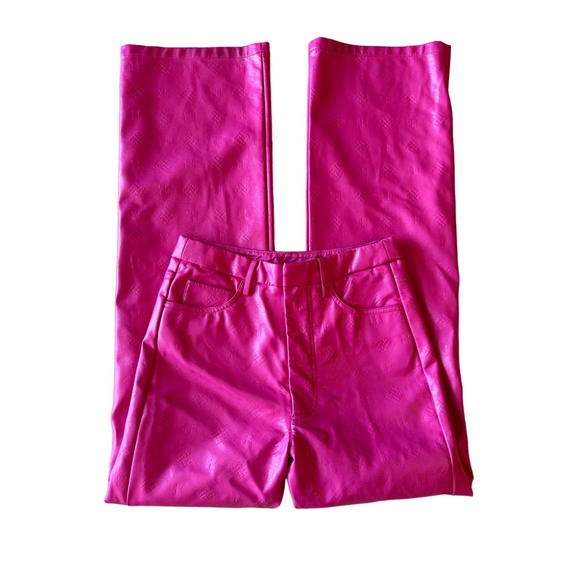 ROTATE Birger Christensen 'Rotie' Monogram Faux Leather Pink Pants - Picture 10 of 14